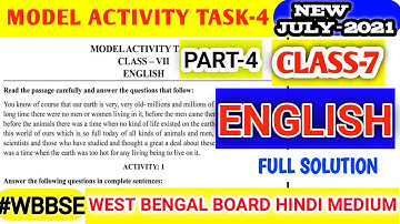 Class-7 English Model Activity Task (New) Part-4 Solution in Hindi/WBBSE Hindi Medium