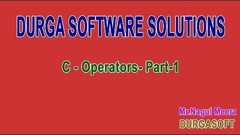 C Operators  Part 1