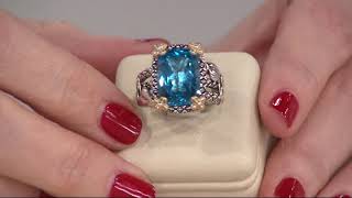 Barbara Bixby Sterling & 18K 9.50 Cts Blue Topaz Vine Ring On Qvc