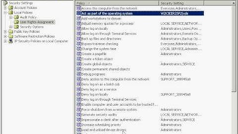 Configuration local security settings for XDS Client user account on Windows Server 2003