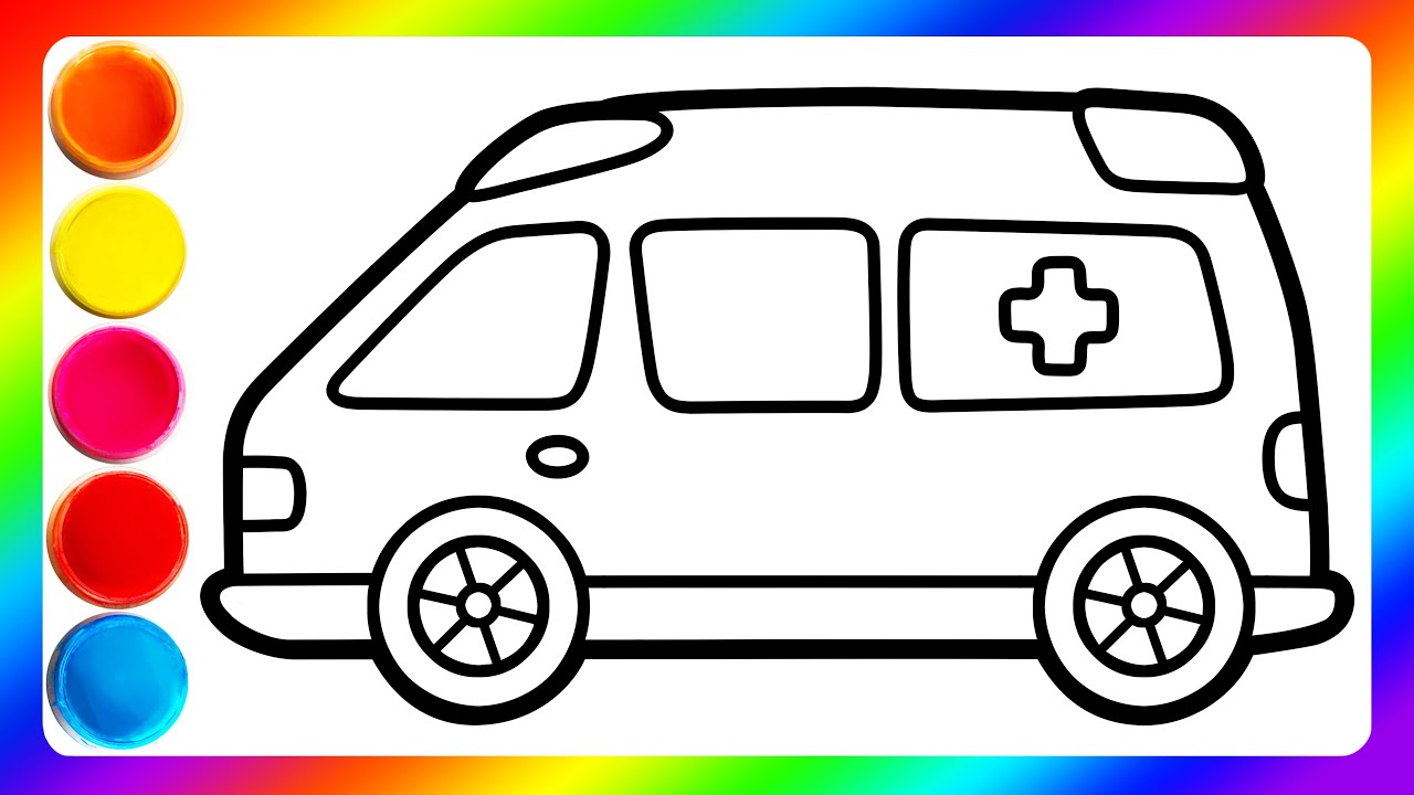 Ambulance drawing and coloring for kids and toddlers! 🚨🚑🚨 Ambulance cartoon #74