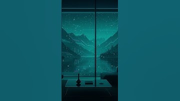 Relaxing Night Ambience – Calm Modern Room with Snowfall & Mountain View | For Focus, Sleep or Study