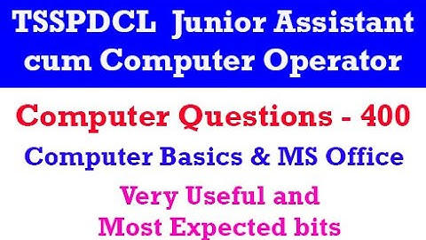 Computer Questions for TSSPDCL Junior Assistant cum Computer Operator Exam by manavidya