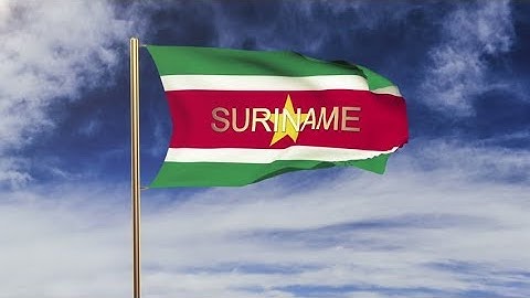 4K Suriname flag with title waving in the wind. Looping sun rises style. Animation loop Stock video
