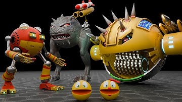 Pacman Best Compilation - Pacman and Robot Protector vs Shredder - Spiky Combat vs Reptile Monster