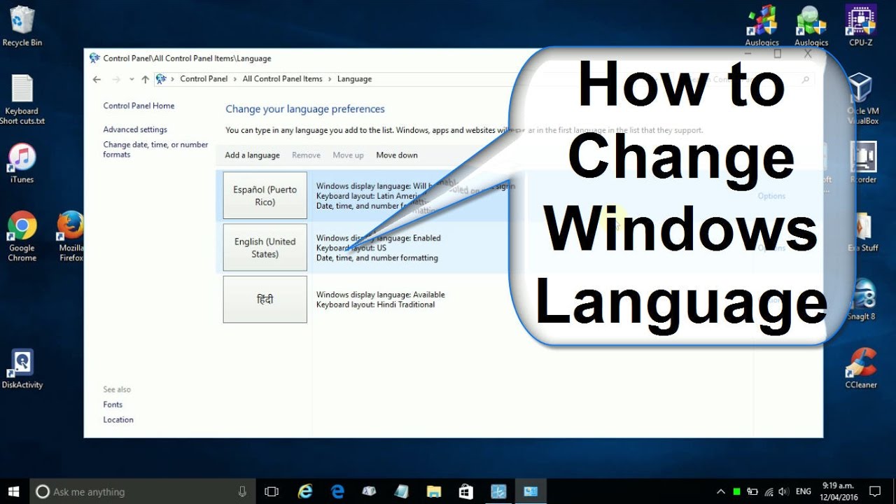 cant switch keyboard language windows 10