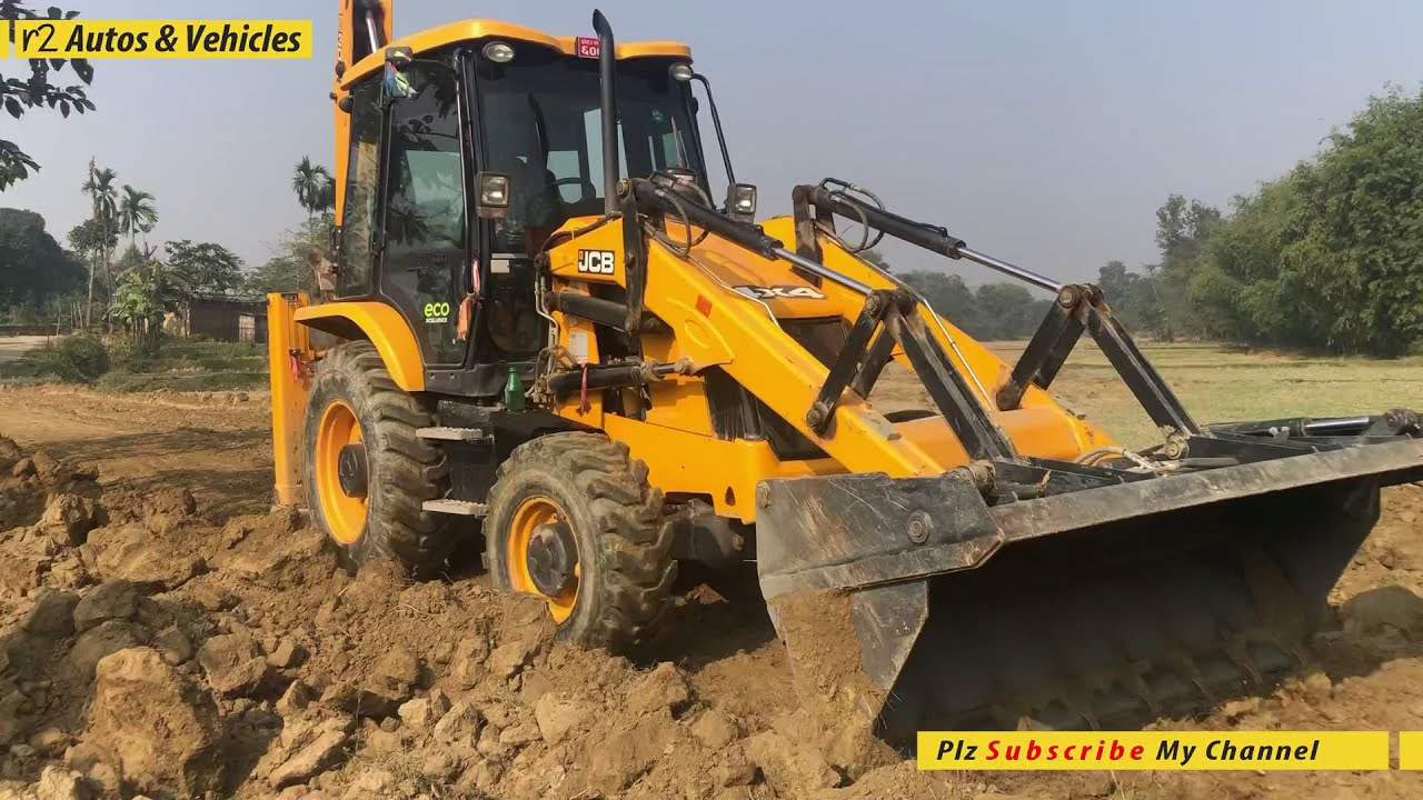 JCB Backhoe Loader & Roller Mixing Soil For Road Construction- JCB 4×4 Working Road Construction