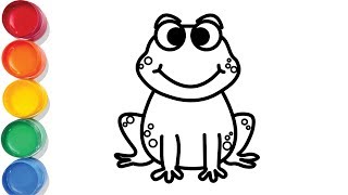 Frog Drawing and Color Pages for kids