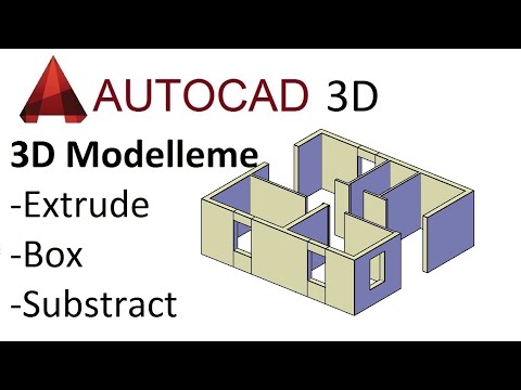 Autocad 3D Ders - 1 - Duvar Modelleme (Extrude Komutu, Box Komutu, Subtract Komutu)