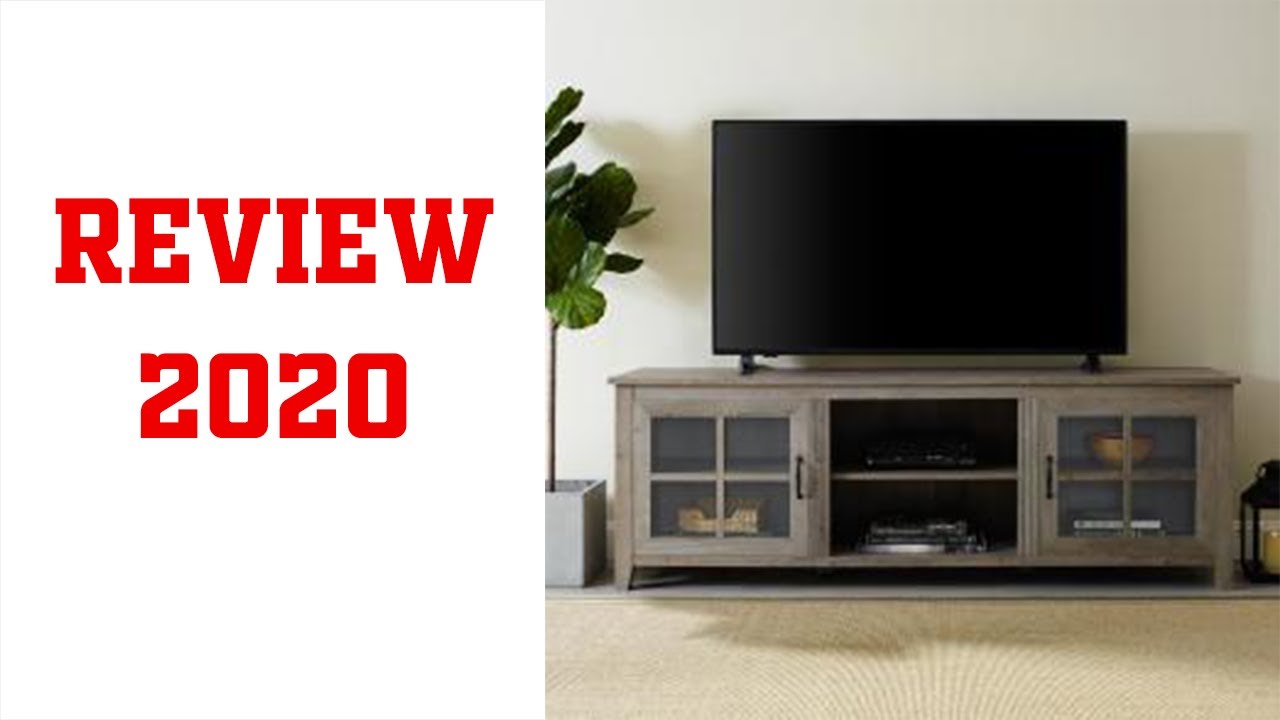 Walker Edison Furniture Company Modern Farmhouse Glass and Wood Stand with Cabinet Doors for TV 2020