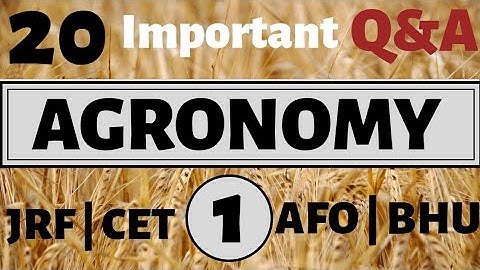 ICAR JRF Agronomy Question Bank | Part-1| For JRF , IBPS AFO, IGKV CET , BHU PET |BY AGRICARE AS|