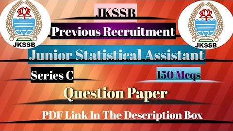 JKSSB || Jr.Statistical Assistant || Series C ||Previous Recruitment|| Question Paper || Study📝Holic