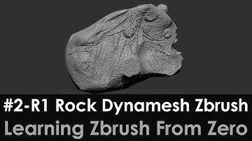 2-Rock1 Creating Rock Zbrush Dynamesh Stone, 450 Res, SnakeHook, OrbCrack, ClayBuildup, ClipCurve
