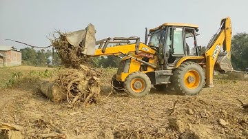 Powerful 3DX Backhoe Loader Conquers Nature: Lifting and Removing Tree Roots!