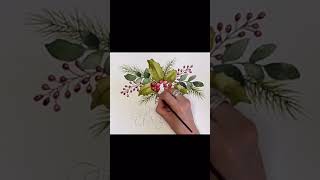 Christmas Card Watercolor Painting! Christmas Painting! #shorts