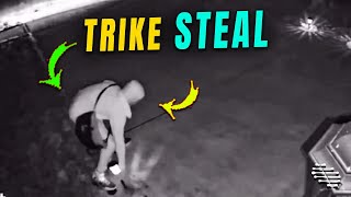 Brazen Trike Rider Steals Solar Lights from Front Lawn