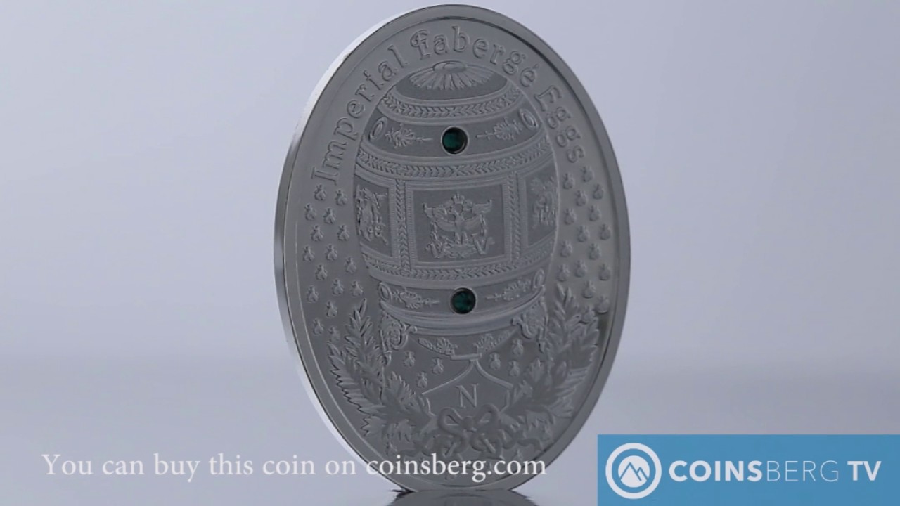 Coinsberg TV: 2013 Ниуэ $1 «Наполеоновское» (Яйца Фаберже) серебряный Пруф с кристаллами Сваровски
