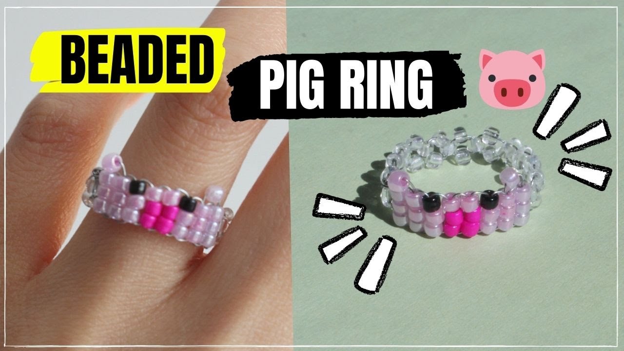 DIY 🐷Anillo de Cerdito con Mostacillas con Alambre🐷✨