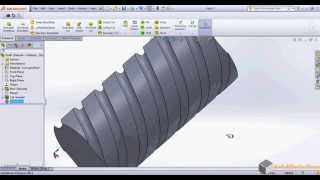 How to create a helical sweep cut in solidworks