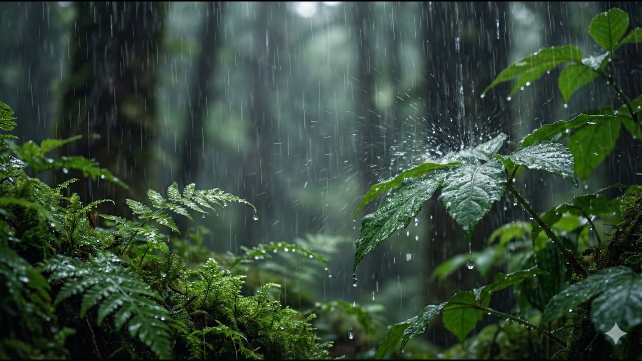 soft thunder rolling over distant trees, rain sounds for sleep, insomnia relief rain, 24/7 live...