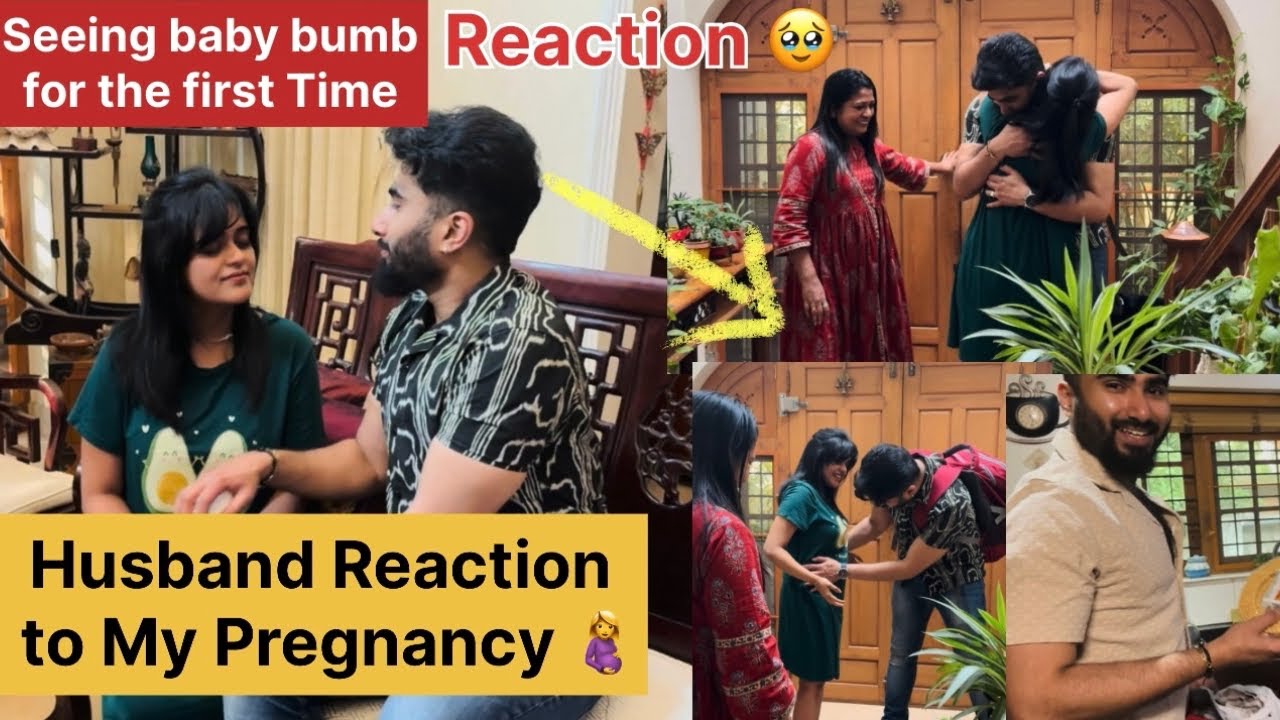 My Husband Reaction🥹❤️Seeing My baby bumb for the first time 🤰|അംജുക്ക നാട്ടിൽ എത്തി 🫂