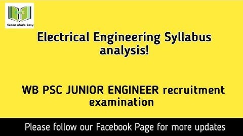 WB PSC JUNIOR ENGINEER Electrical recruitment detailed syllabus
