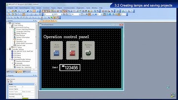 Mitsubishi HMI Programming 7 - Creating lamps and saving projects in HMI