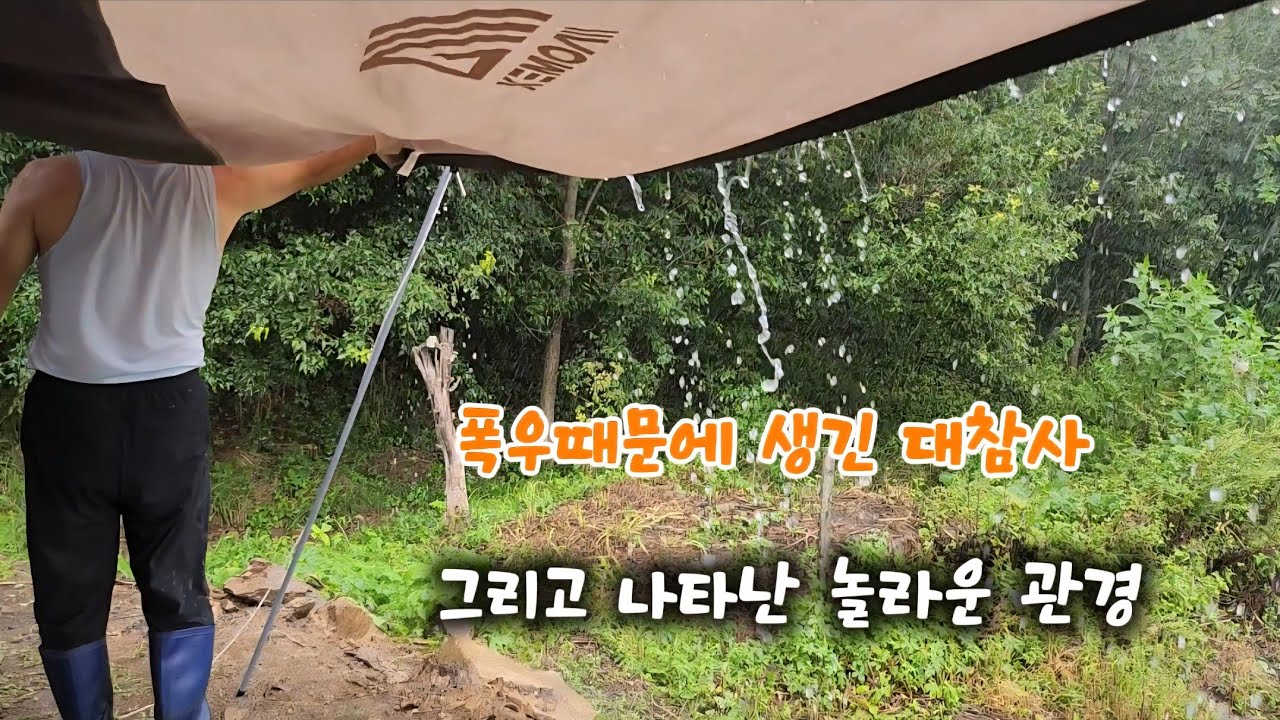 5도2촌| 오락가락한 날씨| 폭우로 천막이 무너졌어요|나홀로 기차타고 횡성에 | 호박잎쌈에 된장찌개