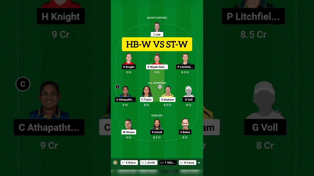 HB-W vs ST-W Dream11 Prediction ! HB-W vs ST-W Dream11 Team ! DREAM TEAM