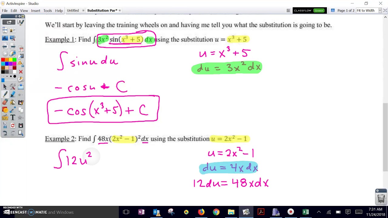 Substitution Part I- Examples 1 to 3 - YouTube