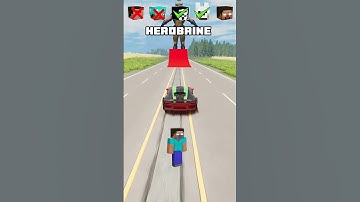 NOOB vs PRO vs HACKER vs HEROBRINE Car jump challenge! 😎🚗 #shorts #beamngdrive