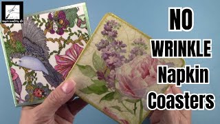 How to DECOUPAGE a Napkin Coaster with NO WRINKLES - The EASY Way!
