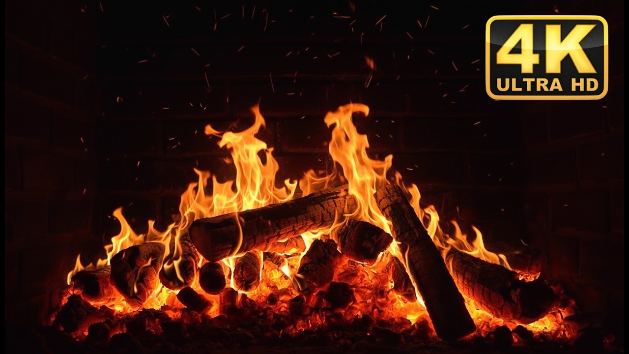🔥 Relaxing Fireplace 4K Ultra HD. Sleep & Study. Crackling Fire Sounds