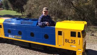 BL35 departs Wilson Park Station at Castledare Miniature Railway on 19 May 2019