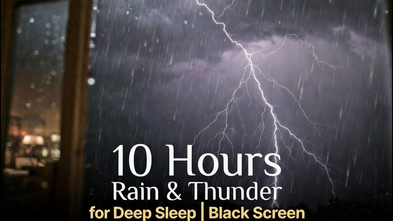 10 Hours Gentle Rain + Distant Thunder | Sleep Black Screen