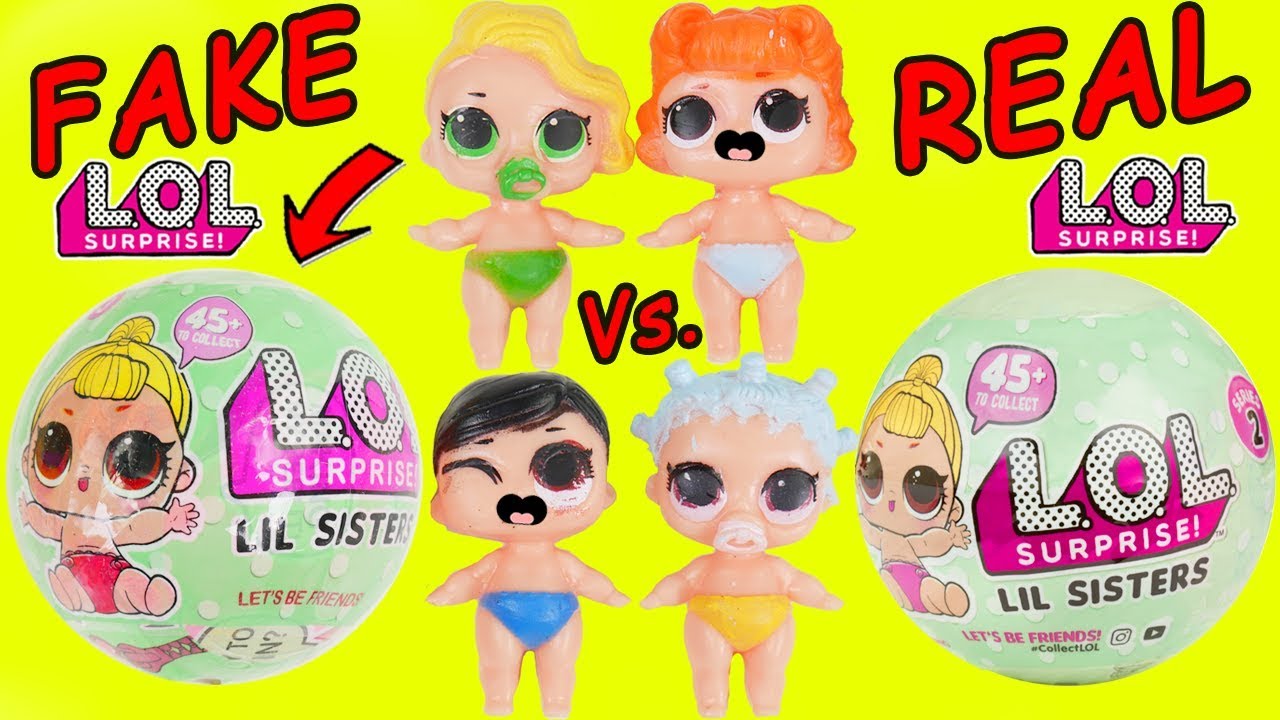 LOL Surprise Dolls Dress Up Fake Vs Real Lil Sisters LQL Wrong Outfits + Confetti Pop Spin ...