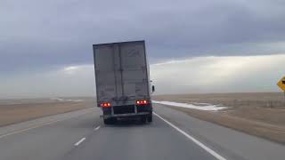 Extreme winds causes semi truck to tip over