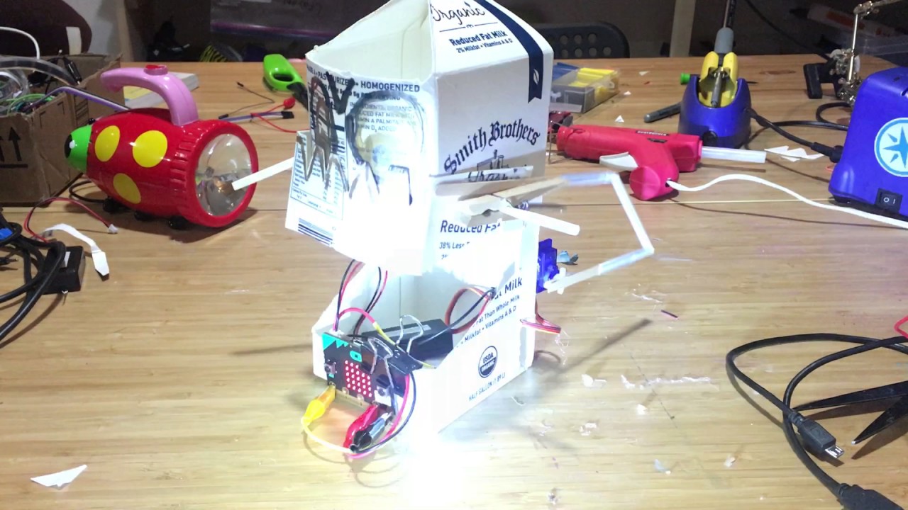 micro:bit milk jar robot - demo - YouTube