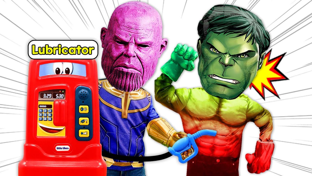 SuperHeroes color Change 슈퍼히어로 주유소 놀이 색깔놀이 - YouTube