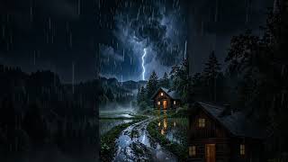 Lightning Strikes Near Cabin Cozy Thunderstorm Sleep Sounds #Storm #Rain #ASMR