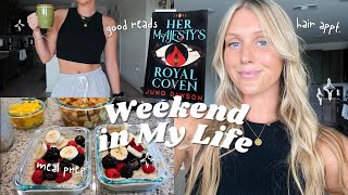 WEEKEND VLOG || catching up, getting my hair done, current reads, & meal prepping