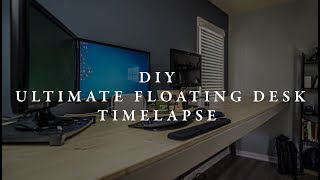 DIY Ultimate Floating Desk Building Time Lapse | Giant Home Office Desk 13ft Long