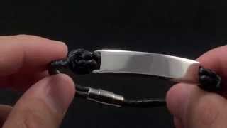 Black Braided Leather ID Bracelet | SelectMensJewelry.com