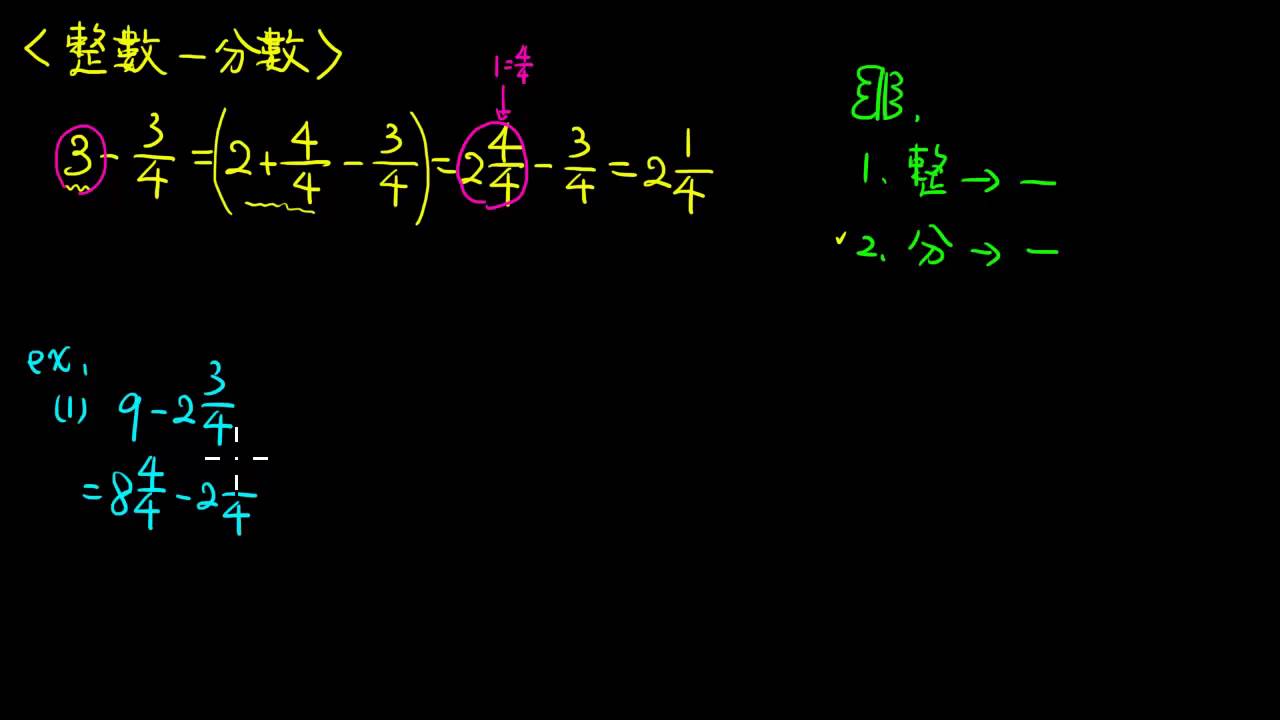 Star Lesson 小四 12 整數減分數 Youtube