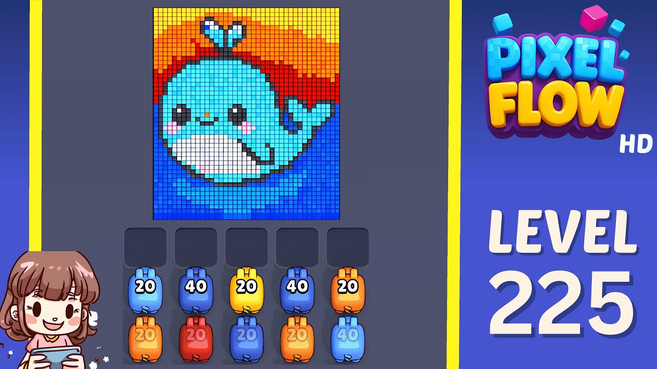 Pixel Flow Level 225 Solution Walkthrough