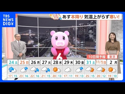 【10月24日 関東の天気】冷たい雨 あす～週明けまで…｜TBS NEWS DIG