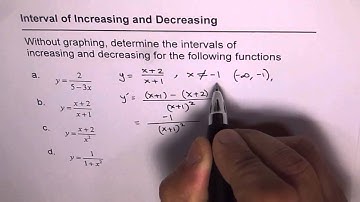 Interval Increasing Decreasing Rational Function Derivative