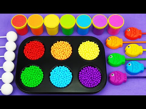 Satisfying Video l How To Make Fish Lollipop Candy with Kinetic Sand Playdoh Cutting ASMR #65