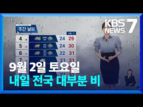 [날씨] 내일(3일) 전국 대부분 비…높은 너울 주의 / KBS  2023.09.02.