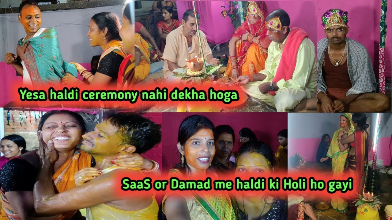 Yesa haldi ceremony nahi dekha hoga🥱||SaaS or Damad me haldi ki Holi ho gayi😱#lifestyle #sadi #haldi
